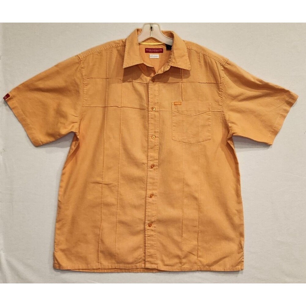 Vtg Enyce Short Sleeve Button Up Large Shirt Orange Linen Blend Y2K Streetwear